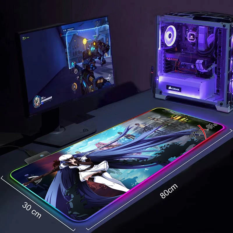 

Big Keyboard Desk Mat RGB Large Mouse Pad Akame ga Kill Gamer Big Mouse Mat Computer Mousepad LED Backlight Gaming Mause Pad