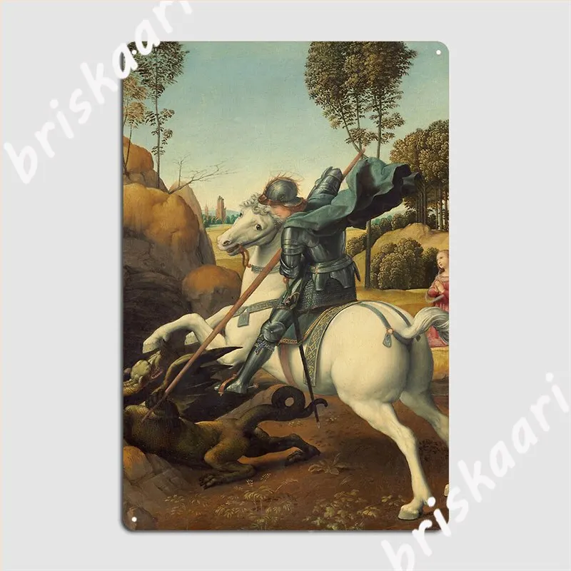 

St George And The Dragon Raphael Poster Metal Plaque Club Home Vintage Plaques Home Tin Sign Poster