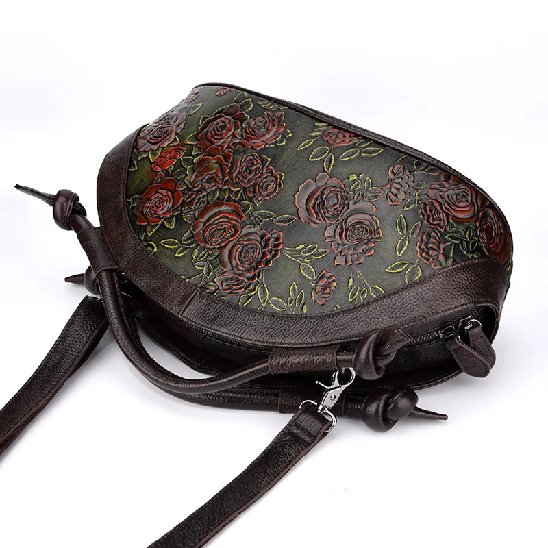 

YourSeason 2021 Vintage Floral Zipper Totes Ladies's Crossbody Bags Genuine Leather Female Luxury Handbags