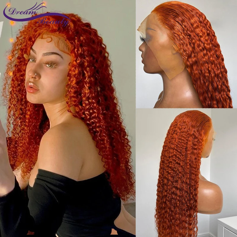 13x4 кружевной передний парик имбирного оранжевого цвета парики из человеческих