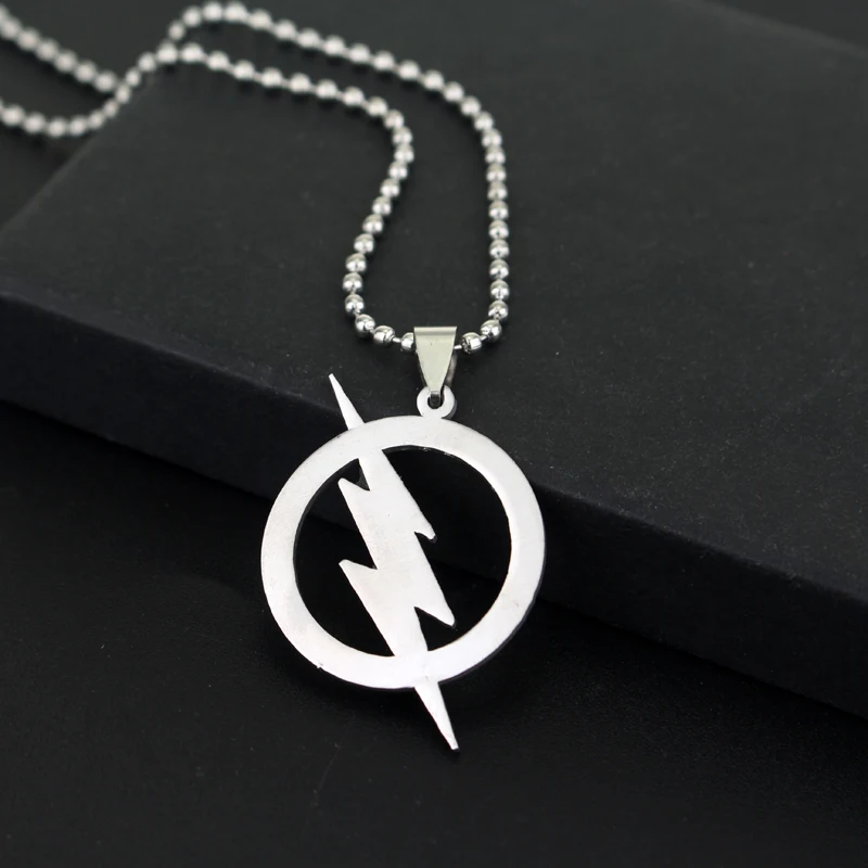 

The Flash Logo Necklace Silver Plated Bead Chain Lightning Logo Pendant Necklaces For Men Women Fashion Jewelry Cool Accessories