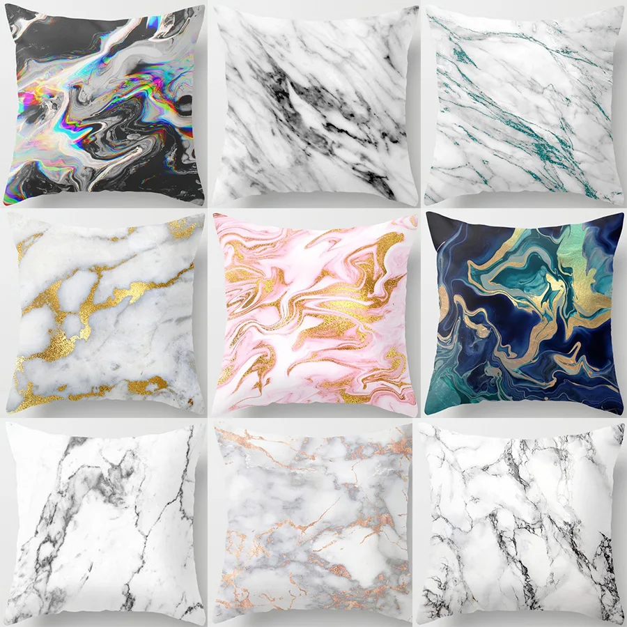 

45x45 см подушка из искусственной кожи с мраморной текстурой