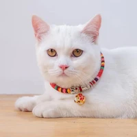 cat accessories cute cat bell collar pet supplies shrinkable japanese style elastic band bell anti lost for cat dog necklace