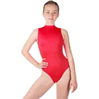 Детская одежда для балета из спандекса и лайкры, танцевальная одежда с застежкой-молнией сзади, короткие безрукавки для девочек, черные, розовые, красные, зеленые трико