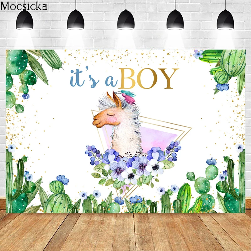 

Mocsicka Baby Shower Photography Background Cactus Alpaca Flowers Decoration Props Boy Girl Child Portrait Photo Backdrop Studio