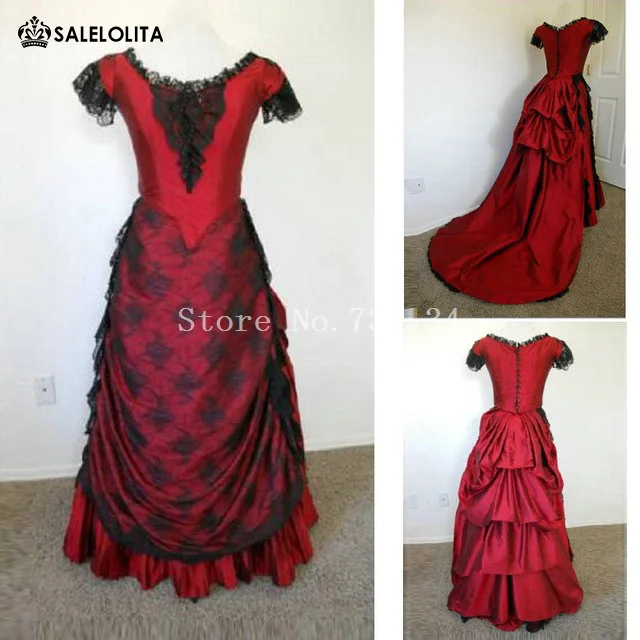 

Elizabethan Era Gothic Victorian Bustle Wine Red Dress Rococo Masquerade Gown Carnivale Queen Ball Gown Dress