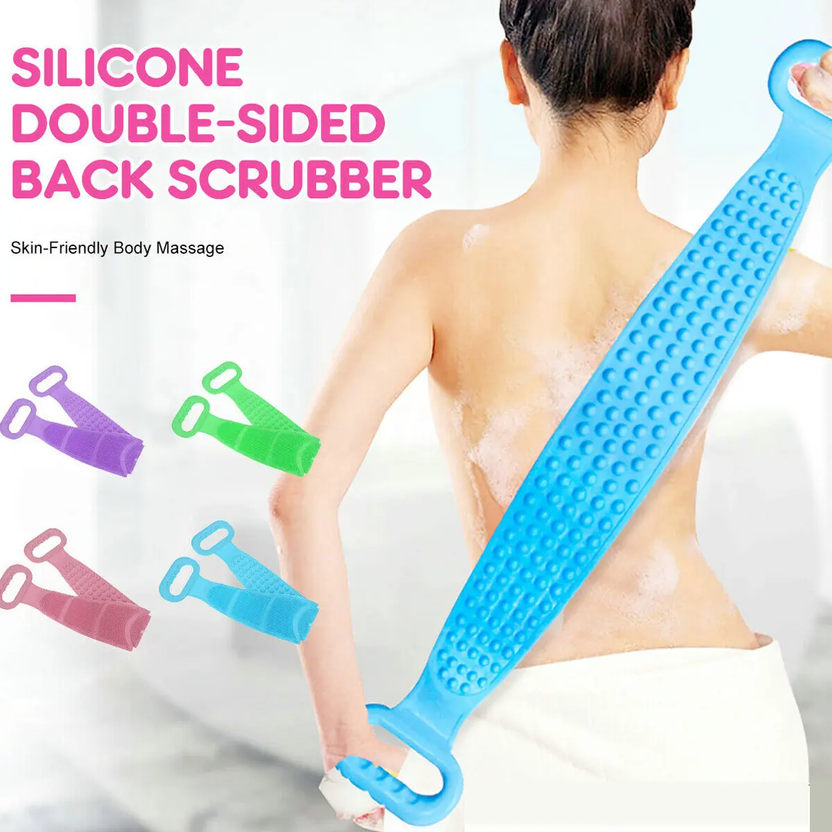 

Silicone Bath Towel Rubbing Back Exfoliating Dead Skin Body Massage Brush Bath Brush Rubbing Towel Shower Cleaner