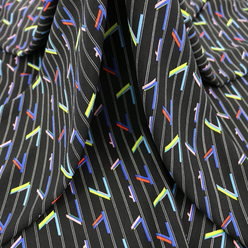 Черная полоска буквы Лоскутная шифоновая ткань непрозрачные брюки материал