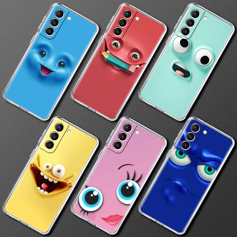 

Fuuny Smiling Face Clear Phone Case For Samsung Galaxy S20 FE S21 Ultra S10 Plus 5G S10e S9 S8 S7 Anti-knock Silicone Cover Full