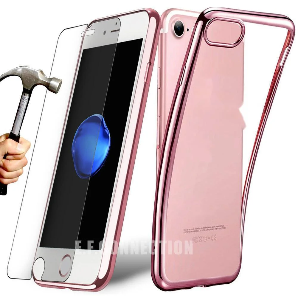

Coque Silicone Gel For Iphone SE/8/7/6/S/X XR XS MAX 11 Pro + VERRE TREMPE VITRE