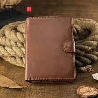aetoo handmade literary leather wallet mens short large capacity leather wallet simple buckle wallet