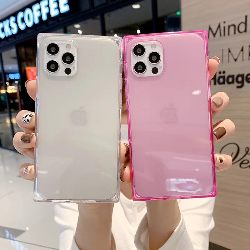 

Square Shell Pattern Phone Case For Iphone 13 Pro Max 12 7 8 Plus XR XS MAX Soft TPU Fluorescence Protective Cover Coque