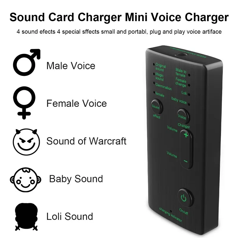 New Mini Microphone Voice Changer 7 Sound Changeing Modes Headphones Microphone for Phone Voice Changer Adapter for PUBG Gaming