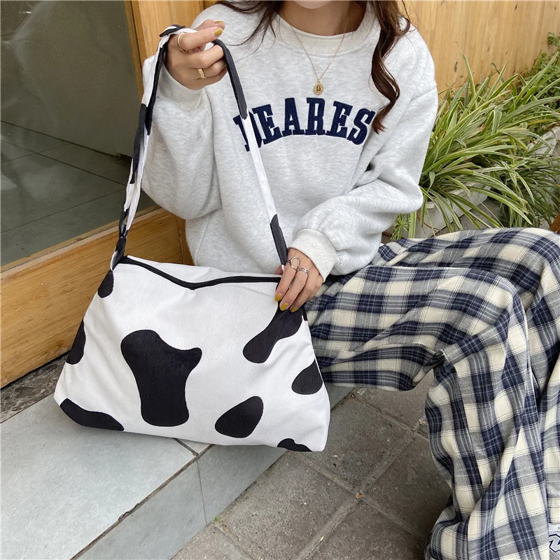 

Fashion Corduroy Women Large Shoulder Bags Simple Cow Zebra Pattern Ladies Messenger Bag New Female Girls Travel Tote Handbags
