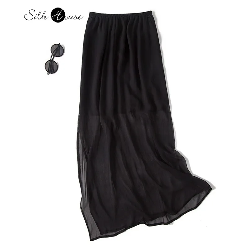 Новинка 2020! Простая шелковая двухслойная Двухслойная юбка в европейском и