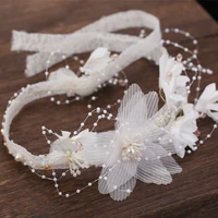 korean sweet bride white silk headdress handmade headbands hair ribbon wedding hair accessories
