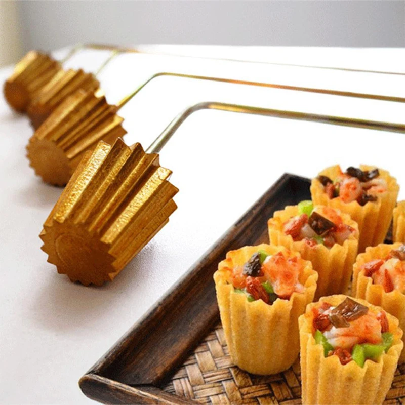 

Top Hats Mold Innovative Egg Tart Mould Reusable Pai Tee Mould Fried Cake Snack Tool Kitchen Bakeware Gadget Stainless Steel