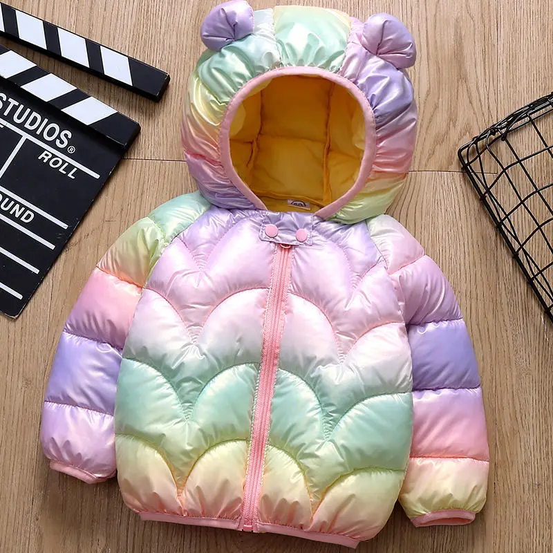 

Newborn Coats For Kids Baby Girls Jacket Autumn Colorful Winter Boy Clothes New Arrival Down Cotton Jacket With Ear Hooded 0-5Ys