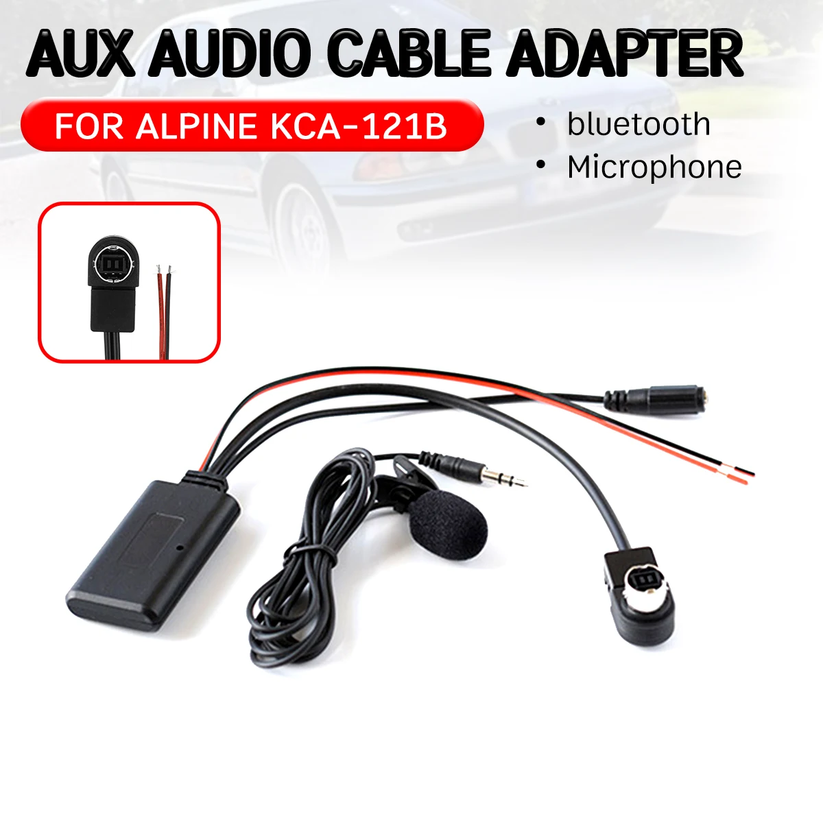 for ALPINE KCA-121B bluetooth Aux Receiver Cable Adapter with mic 9887/105/117/9855/305S 13 Pin Audio Head Unit | Автомобили и