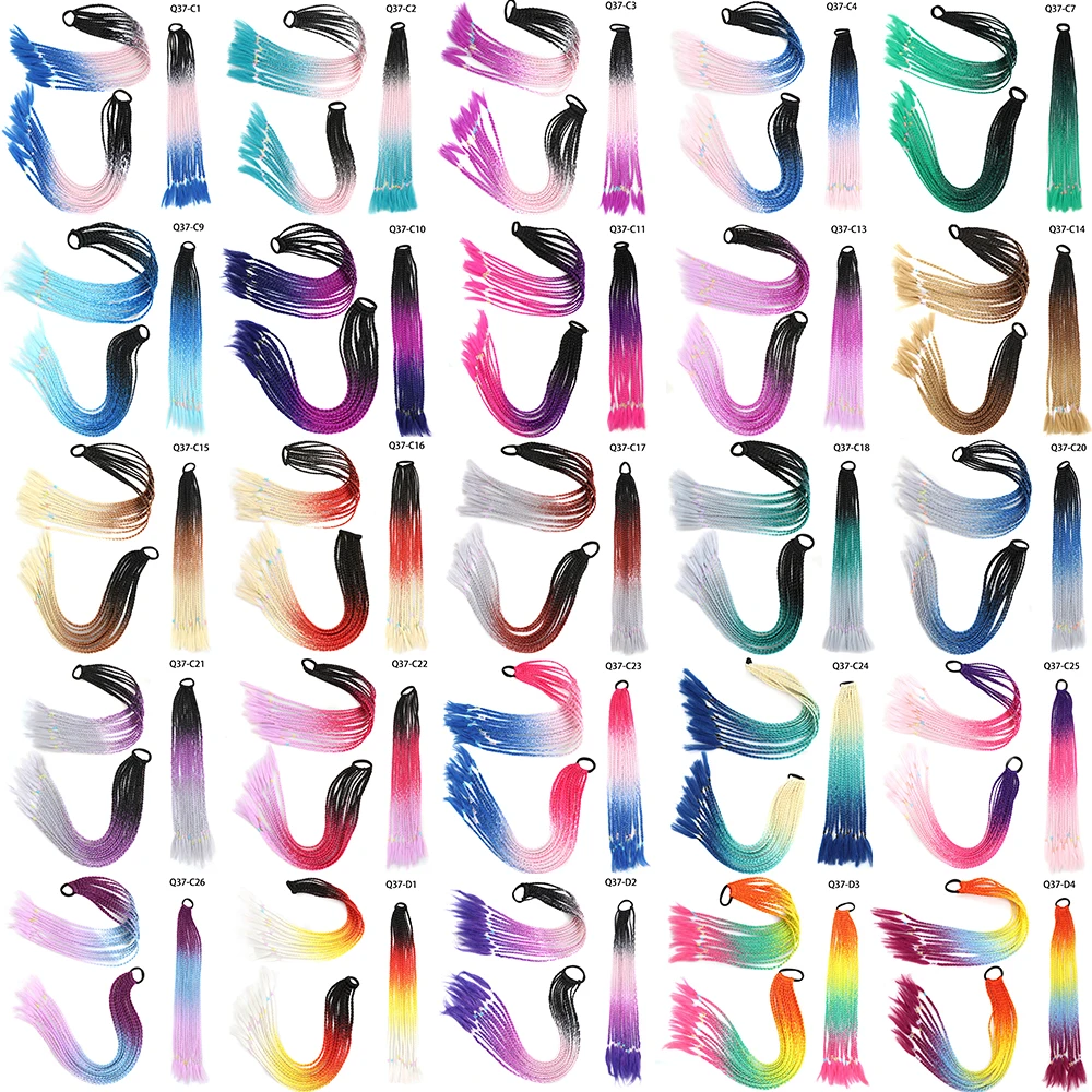 

MERISIHAIR 24Inch Long Synthetic Braided Chignon Colorful Braided Wig Ponytail Hair Extension for Girls Women Pony