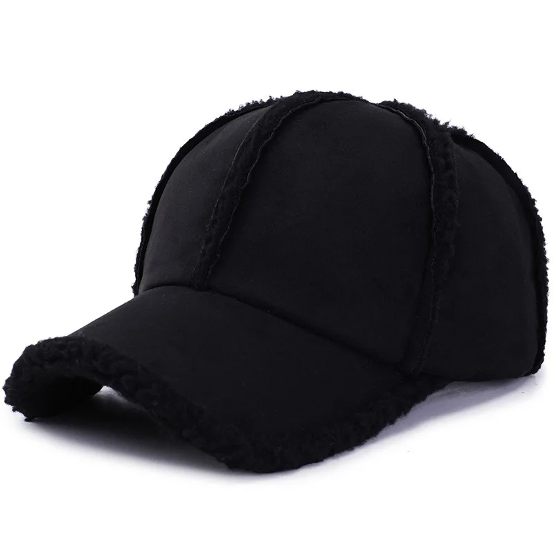 

Autumn winter deerskin cashmere lamb hair baseball cap Korean version wild outdoor caps warm cute hat trendy Unisex hip-hop hats
