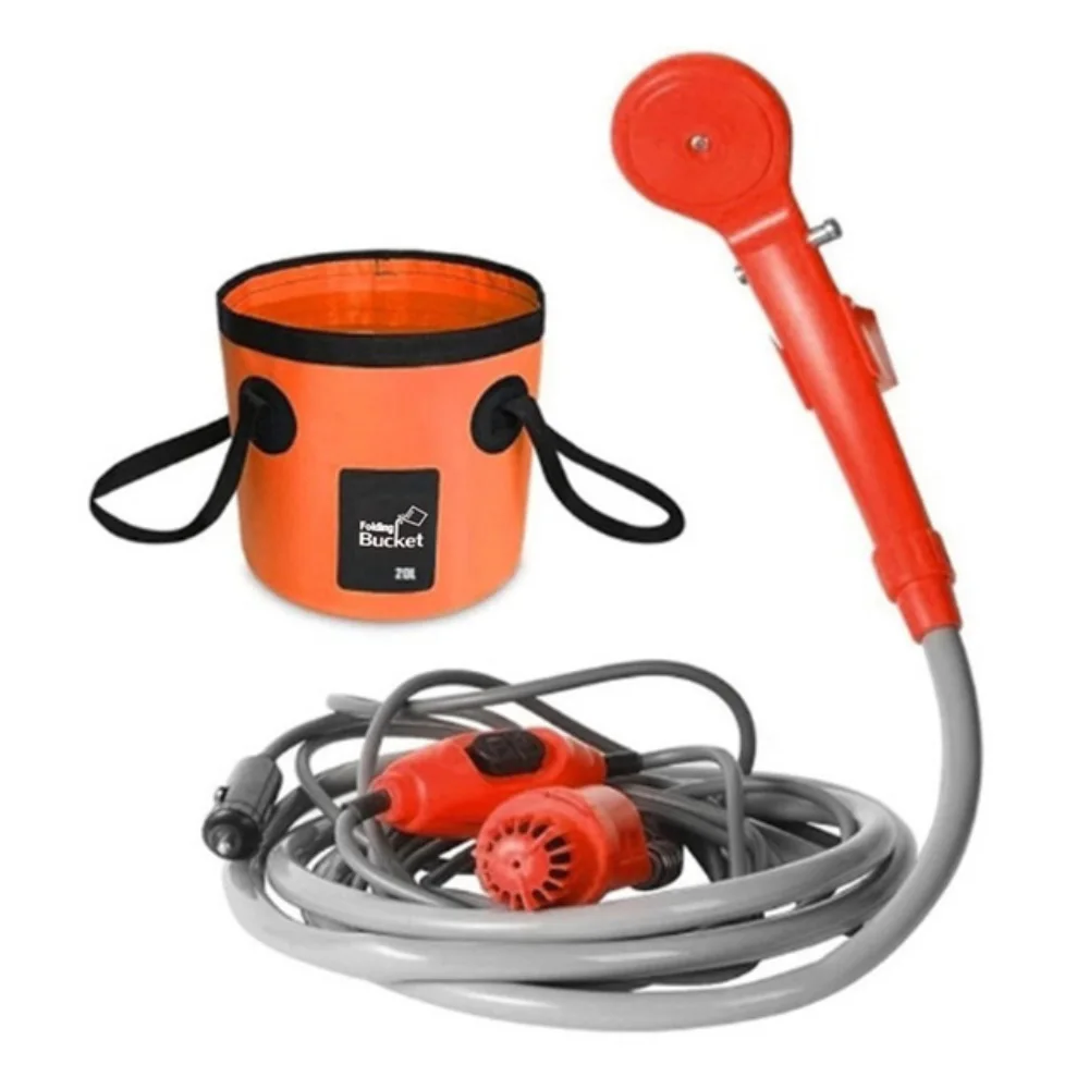 

12V Portable Car Washer Shower Set High Pressure Auto Shower Washer Kit Electric Pump Sprayer For Outdoor Camping Travel Pet