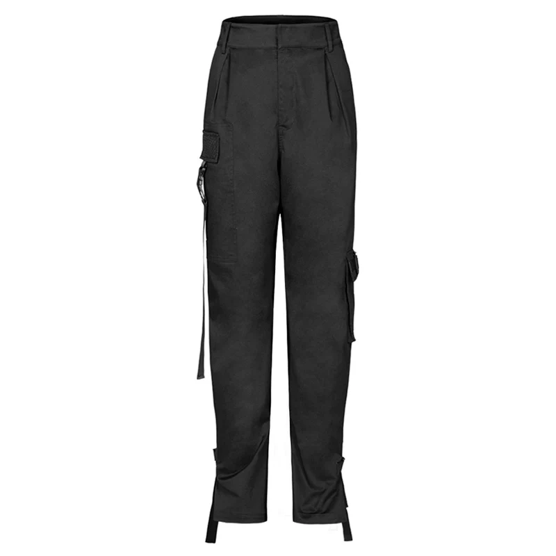 PUNK RAVE Girls's Gothic Daily Zipper Fly Sashes Loose Pants Casual Handsome Harajuku Women Pants