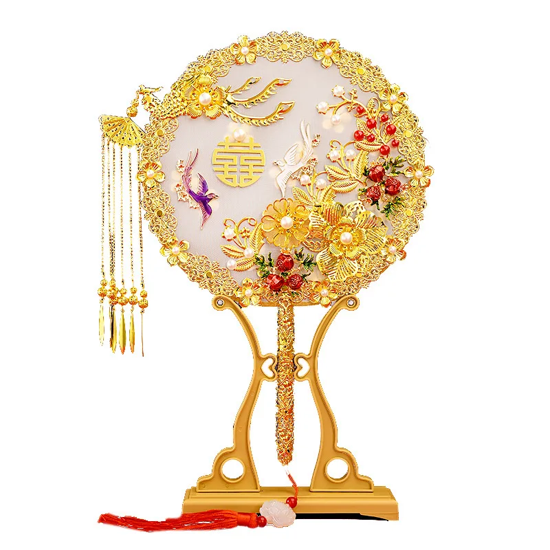 

32*22cm Home Decor Fans Vintage Chinese Wedding Decorative Fans Wedding Bride Photography Ornaments