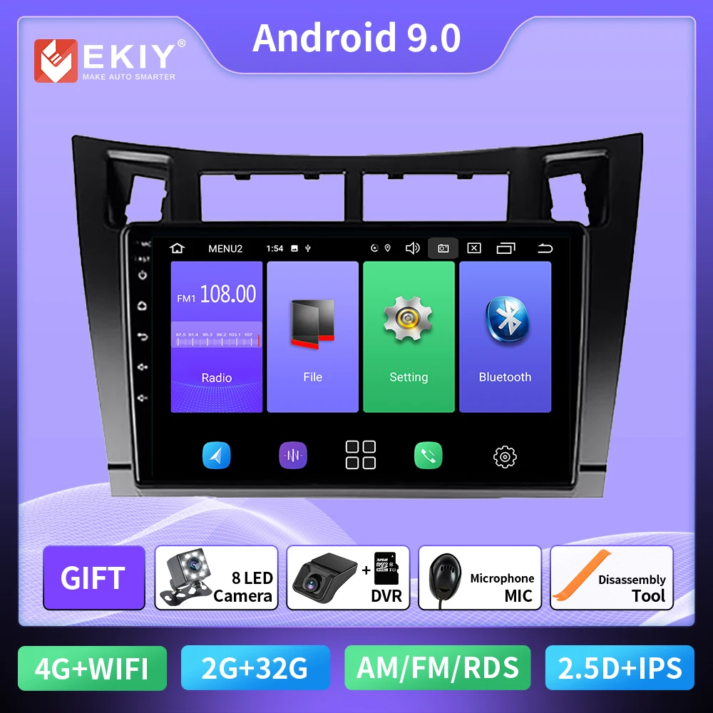 Автомагнитола для Toyota Yaris 2005 2012 2din Android 9 0 мультимедийный плеер Bluetooth навигация GPS