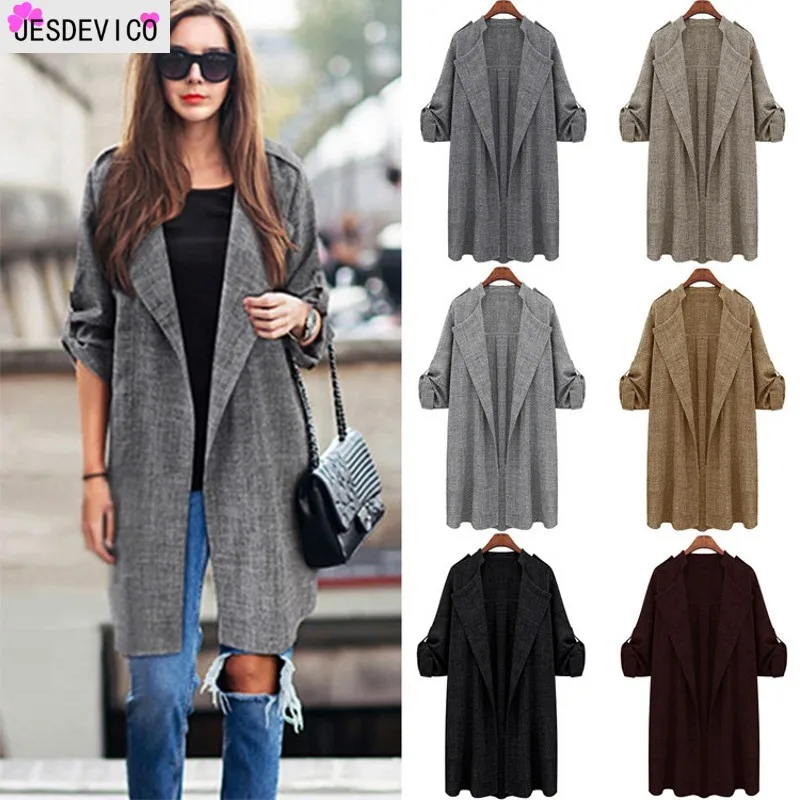 Женский Осенний Тренч средней длины уличный кардиган верхняя одежда
