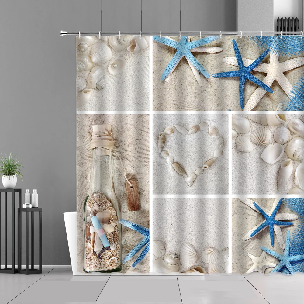 

Ocean Landscape Bird Fish Animal Shower Curtain Sea Scenery Bathroom Decor Curtains Waterproof Polyester Cloth With Hooks Screen