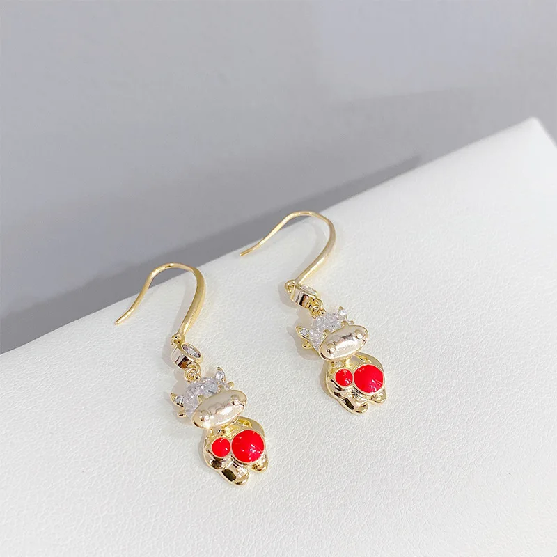 

2021 New Arrival S925 Silver Needle Cute Animal Stud Earrings For Women 14K Real Gold Jewelry Zircon Earrings