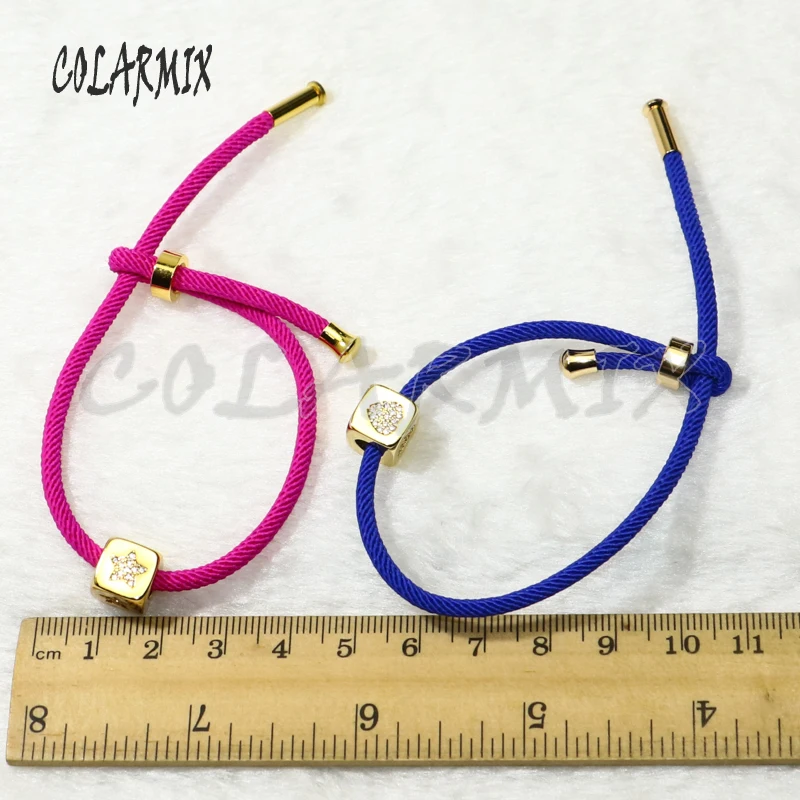 

6Pcs Gold Color Cube Zircon charms Bracelet Gold color charms jewelry Bracelet elegant jewelry Bracelet gift for lady 50280