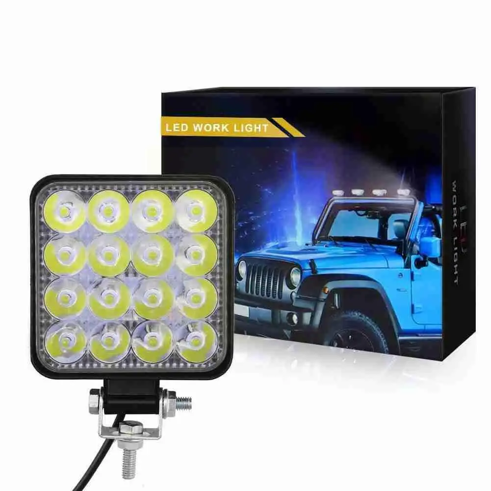 

2pc 48w Square Fog Lights Auto Lamp Diode Led Headlights Suv Truck Driving Spotlight Work Light For Car Repairing Camping G2r2