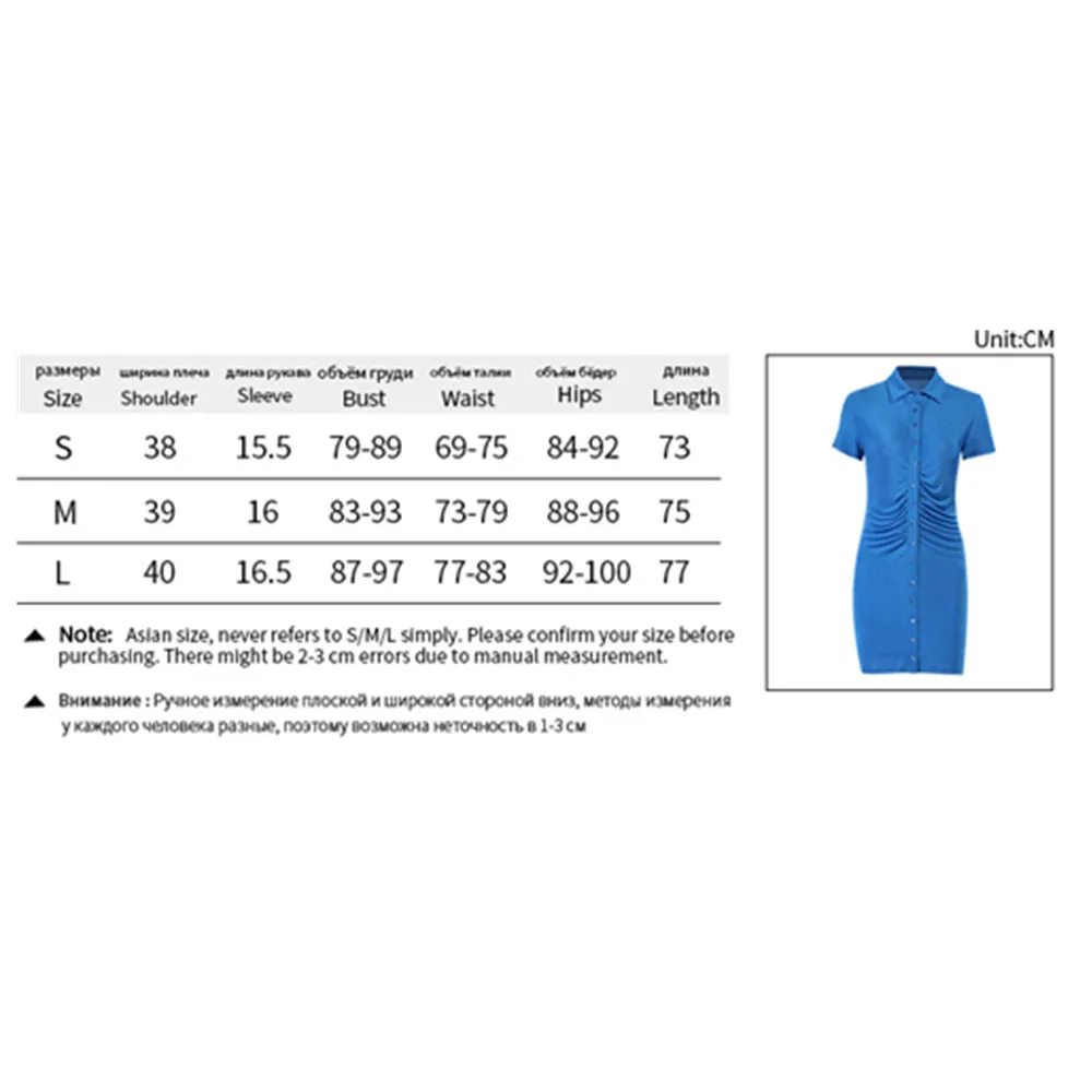 

Women Fashion Short Sleeve Ruched Dress Casual Lapel Single Breasted Buttons Solid Color Dress Green Female Clothing 2021