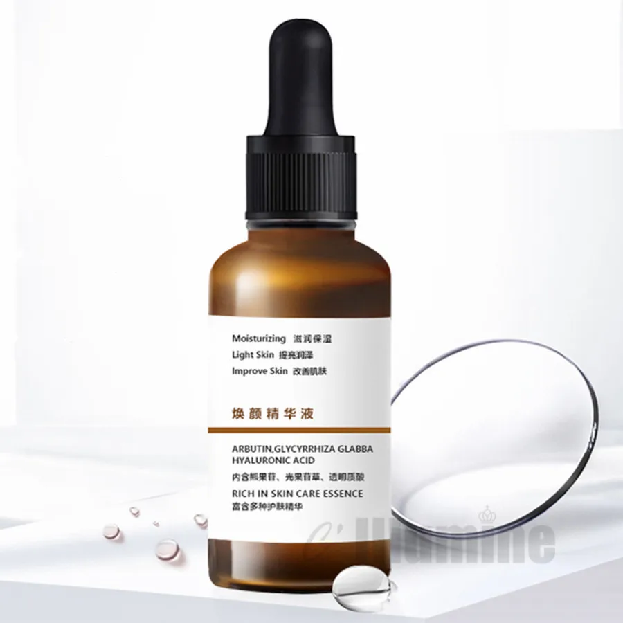 

Arbutin Essence with Hyaluronic acid 30ml Skin Whiten Moisturizing Brightening Water Muscle Dilute Spot Shine Essence OEM