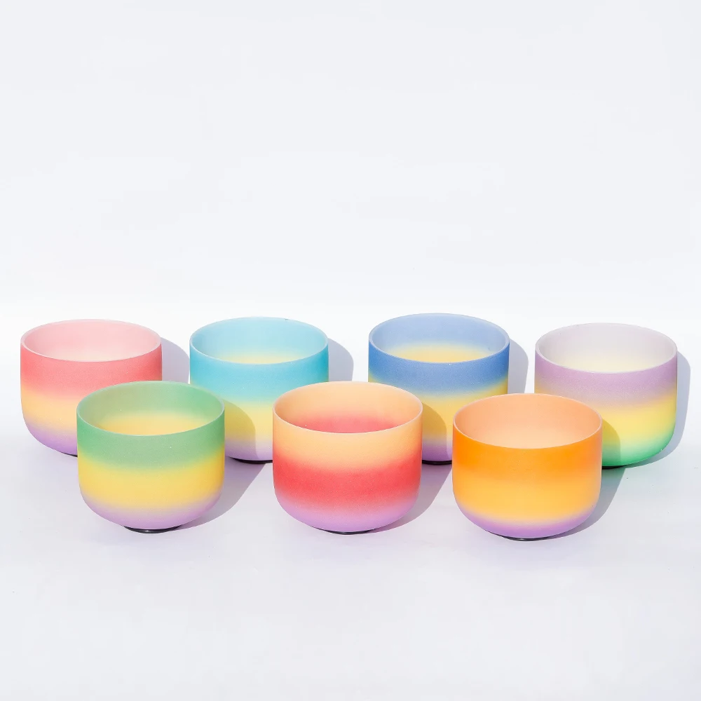 Радужная чакра из матового кварцевого кристалла Note C/D/E/F/G/A/B Поющая 1