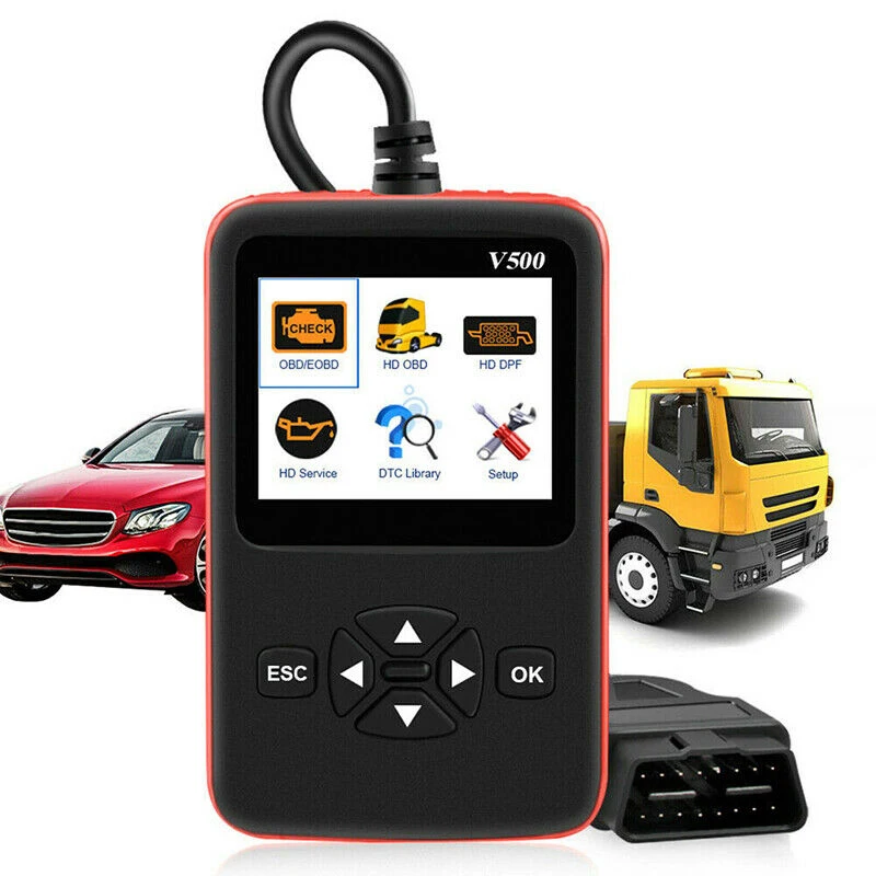 Для автомобиля и грузовика V500 OBD OBD2 сканер 2 в 1 автомобильный диагностический