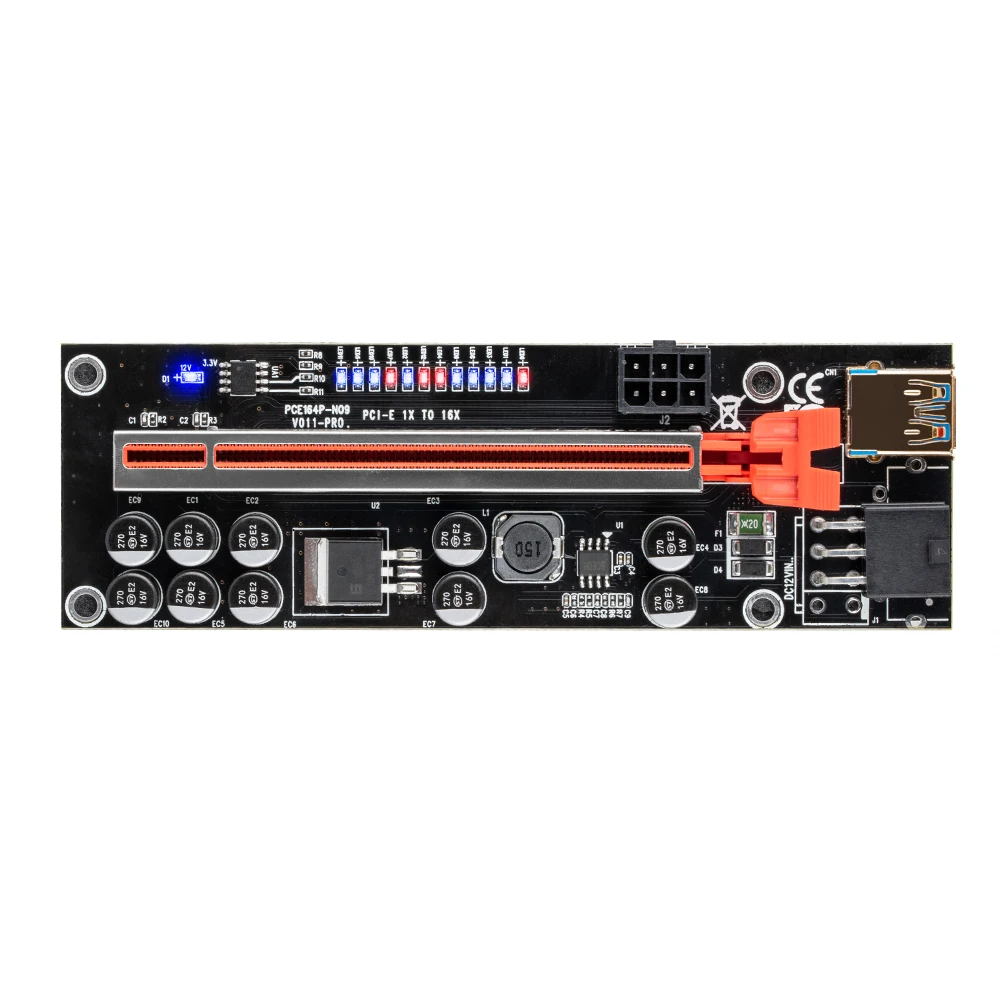 Riser 011 PCIE PCI E Express PCI-E 16x GPU видеокарта Dual 6Pin графическая карта для майнинга