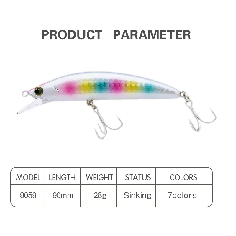 

Heavy Surfer 90 Minnow Fishing Lures for Flounder 90mm 28g Heavy Sinking Saltwater Hard Bait 9059