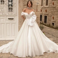 country sexy ball gown wedding dresses 2022 organza bow boho bride dress haute couture long train wedding gowns casamento