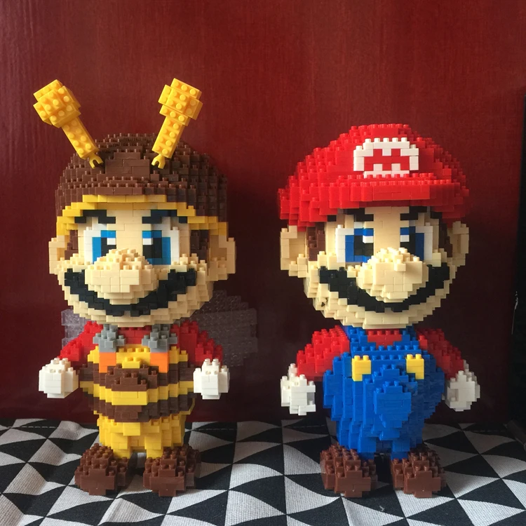 Bloques de construcci&oacute;n de Super Mario para ni&ntilde;os, 1350 piezas, rojo, Micro bloques, DIY, figuras de subasta de dibujos animados, juguetes para ni&ntilde;os, regalos para ni&ntilde;os, 9003-4
