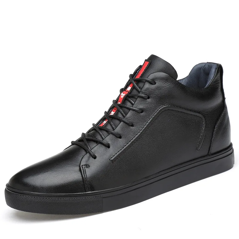 2021Genuine Leather Men Ankle Boots Winter High Top Men Snow Boots Keep Warm Flats Boots Men Shoes