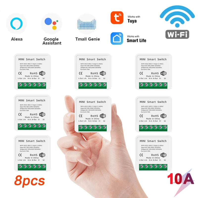 

10A Mini Smart Wifi DIY Switch Supports 2 Way Control, Smart Home Automation Module, Works with Alexa Google Home Smart Life App