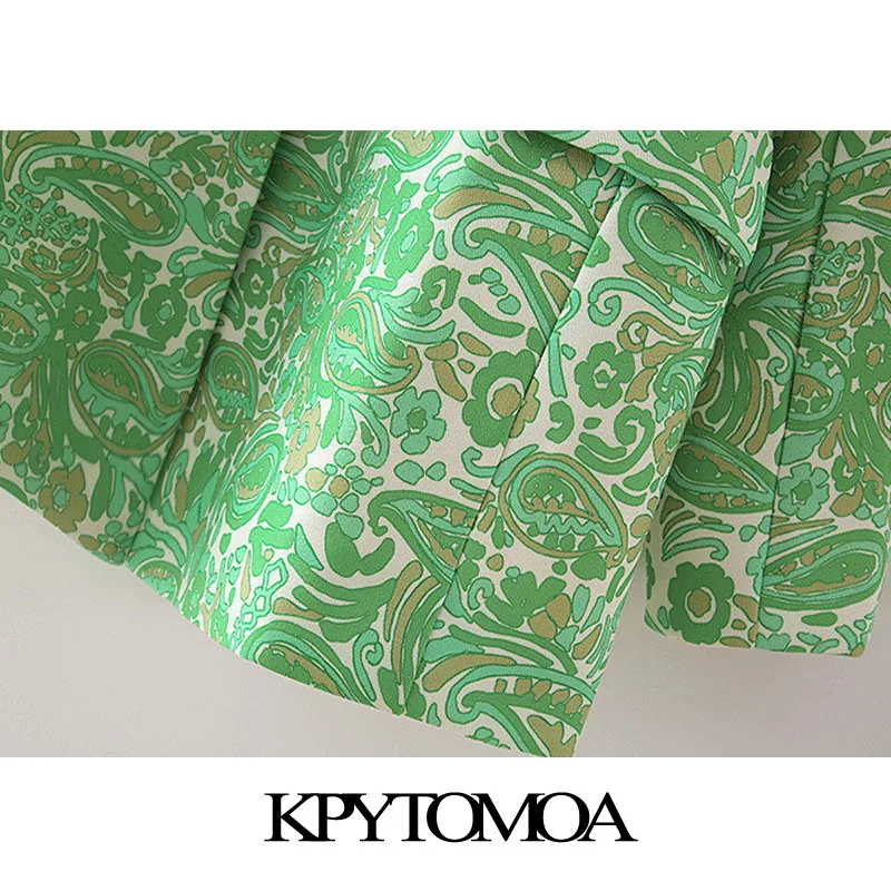 

KPYTOMOA Women 2020 Fashion Single Button Paisley Print Blazer Coat Vintage Long Sleeve Pockets Female Outerwear Chic Tops