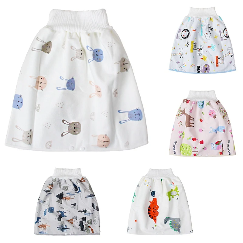 

Cute Cartoon Print Children Diaper Skirt Shorts Newborn Baby Diaper Shorts 2 in 1-Waterproof Washedable Absorbent Cloth Diaper