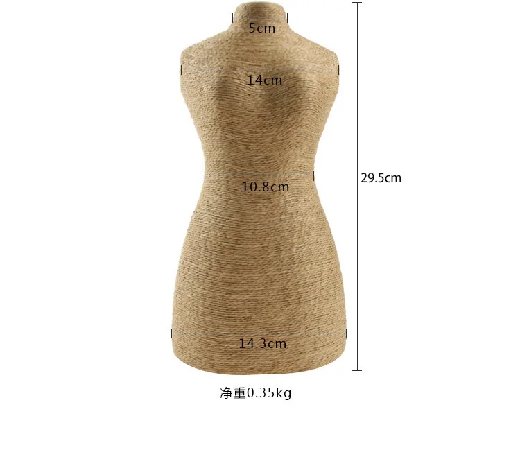

H190012 Hemp Rope PVC Portrait Necklace Display Stand Holder Jewellry Mannequin Bust Body Shape Neck Jewelry Display Stand