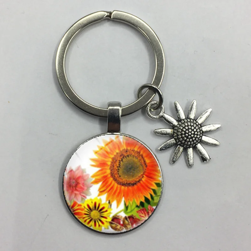 Подсолнух Хрустальный брелок Подвеска Маргаритка стеклянный кабошон подвеска