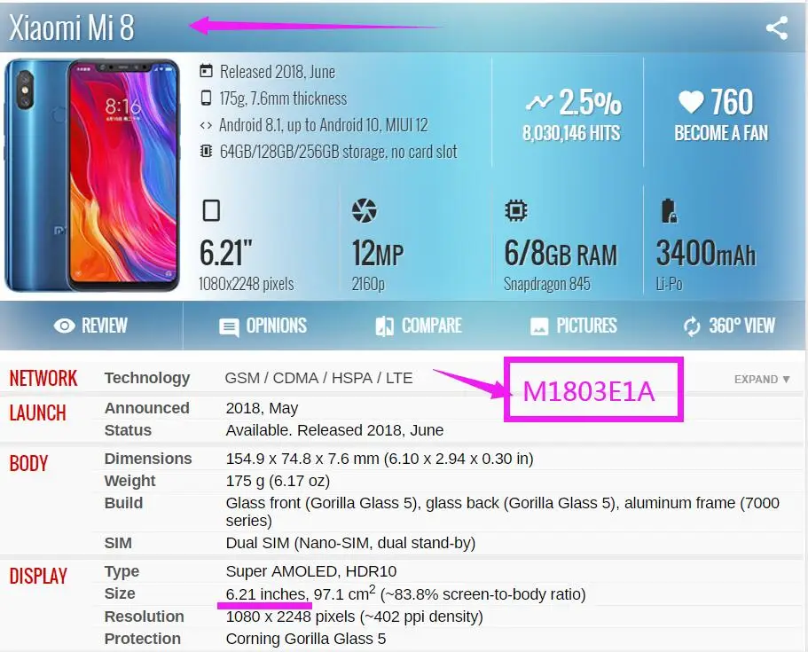 AMOLED экран для Xiaomi Mi 8 MI8 M1803E1A ЖК-дисплей дигитайзер сенсорный Запасные части