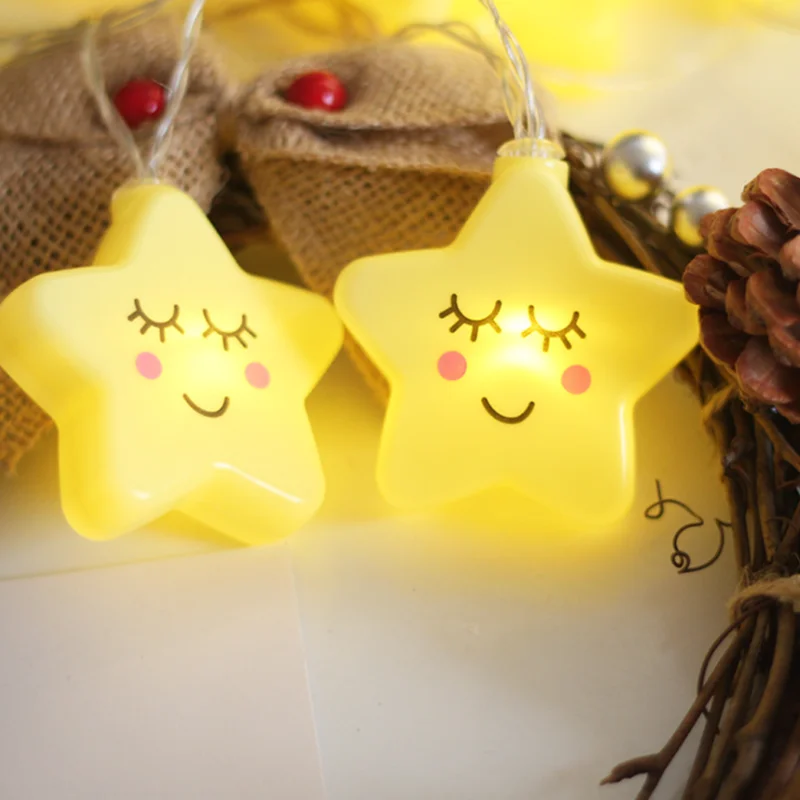 

Smiley Face Star LED Light String Bedroom Party Creative Space Decoration